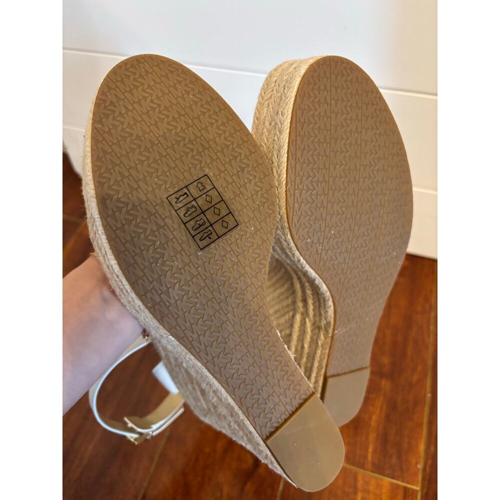 MICHAEL MICHAEL KORS Leighton Leather Wedge Sandal Platform White Size 9.5 NWOT - Picture 6 of 8